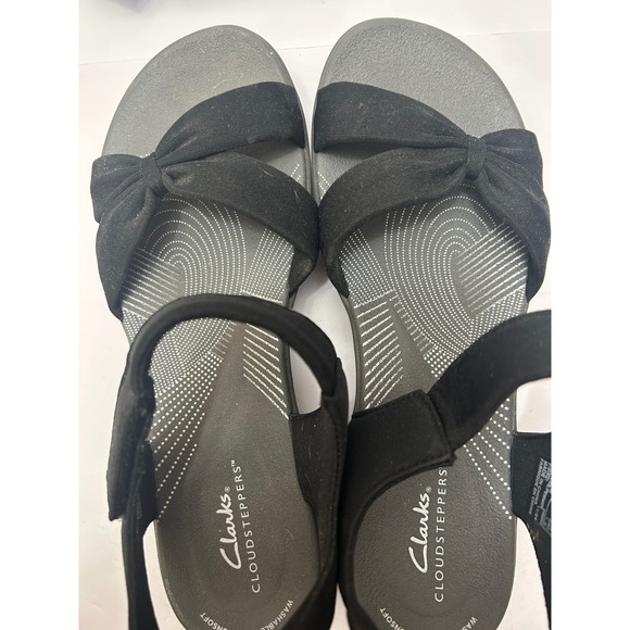 Clarks Cloudsteppers Black Bow Comfort Sandals Women US Size 9 - Picture 7 of 9